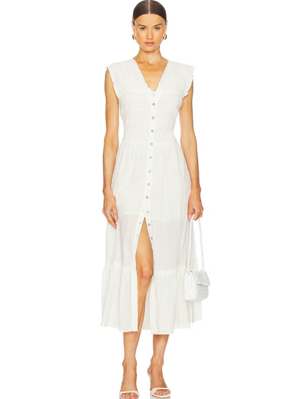 Anthropologie The Peregrine White Sleeveless Tiered Maxi Dress size S
